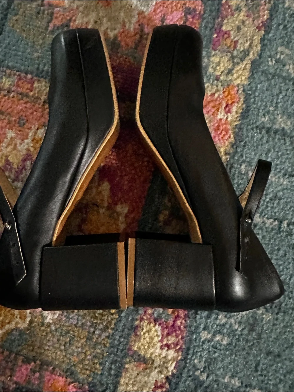INTENTIONALLY BLANK Black Leather Platform Mary Jane Heels